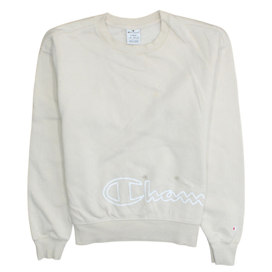 Champion Women Beige Large Pullover Sweatshirt with Logo Print