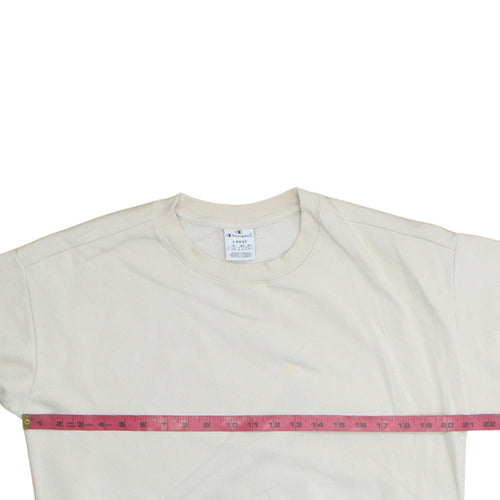 Champion Women Beige Large Pullover Sweatshirt with Logo Print
