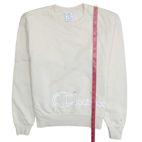 Champion Women Beige Large Pullover Sweatshirt with Logo Print