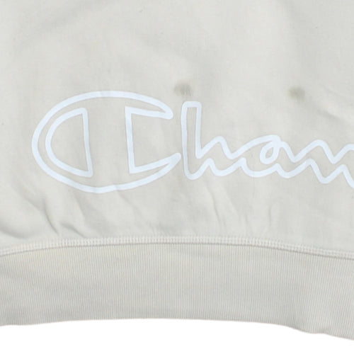 Champion Women Beige Large Pullover Sweatshirt with Logo Print
