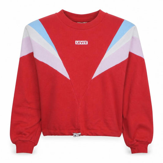 Front view of Levi's Women's Red Colourblock Pullover Sweatshirt XS