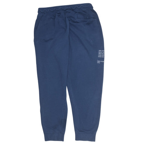Nike Men's Blue Swoosh Fleece Sweatpants L Logo Tapered Fit