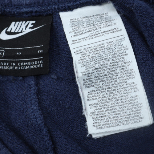 Nike Men's Blue Swoosh Fleece Sweatpants L Logo Tapered Fit