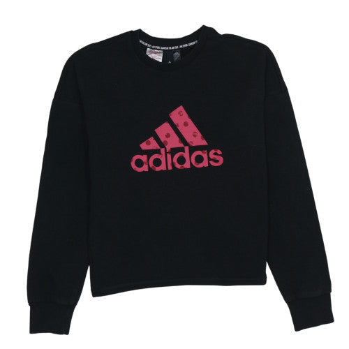 Adidas Girls Black Crew Neck Pullover Sweatshirt Size 10 Years