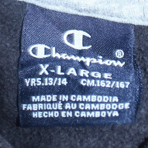 Champion Boys Grey Full Zip Hoodie 13-14 Years Logo Fleece Sweatshirt