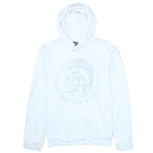 Diesel Men's White Pullover Hoodie Size L Graphic Logo Sweatshirt