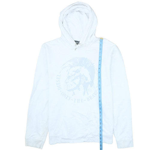 Diesel Men's White Pullover Hoodie Size L Graphic Logo Sweatshirt