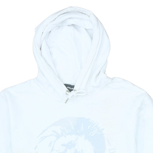 Diesel Men's White Pullover Hoodie Size L Graphic Logo Sweatshirt