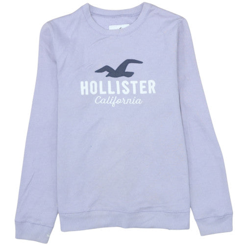 Hollister Women Purple Logo Pullover Sweatshirt L Cotton Blend