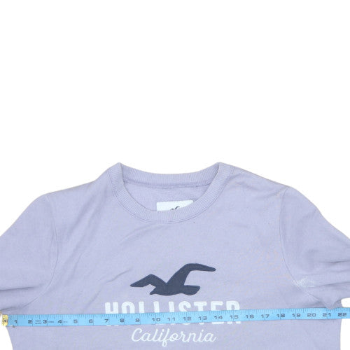Hollister Women Purple Logo Pullover Sweatshirt L Cotton Blend