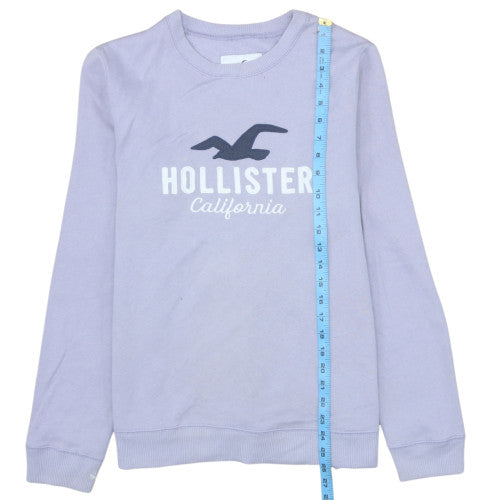 Hollister Women Purple Logo Pullover Sweatshirt L Cotton Blend