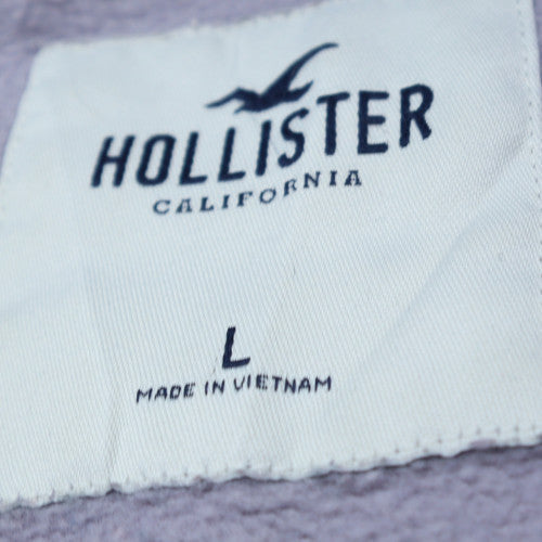Hollister Women Purple Logo Pullover Sweatshirt L Cotton Blend