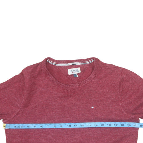 Tommy Hilfiger Men's Red Cotton Crew Neck Pullover Jumper L
