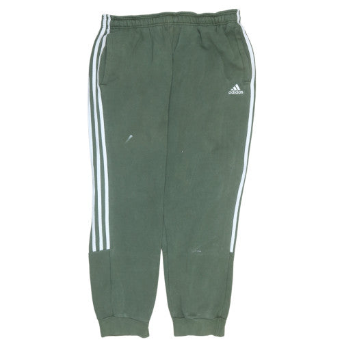 Adidas Men's Green Jogger Sweatpants L Tapered Fleece Sportswear