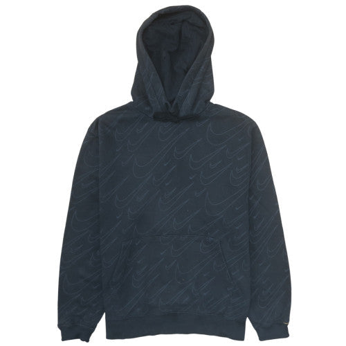 Nike Mens Black Pullover Hoodie Medium Graphic Print Cotton Blend
