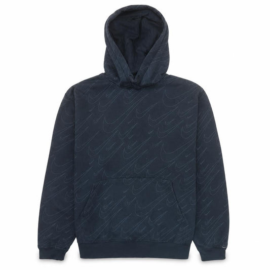 Front view of Nike men’s black pullover hoodie medium graphic print cotton blend