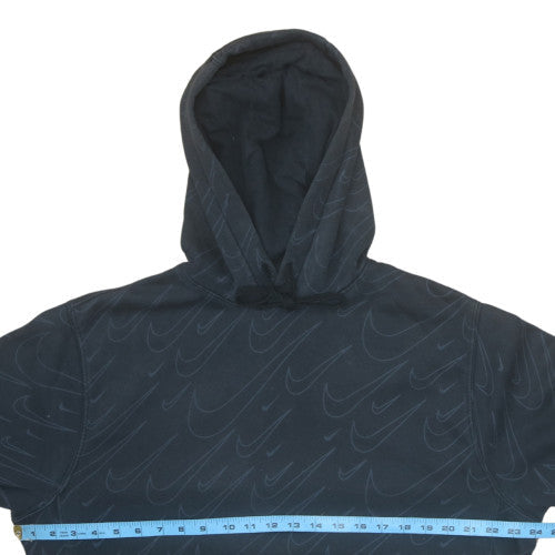 Nike Mens Black Pullover Hoodie Medium Graphic Print Cotton Blend