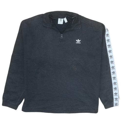 Adidas Womens Black 1/4 Zip Sweatshirt Size 16 Cotton Blend