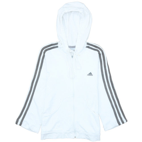 Adidas Women’s White Full Zip Hoodie Size 12 - Hooded Sweatshirt