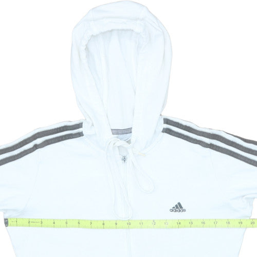 Adidas Women’s White Full Zip Hoodie Size 12 - Hooded Sweatshirt