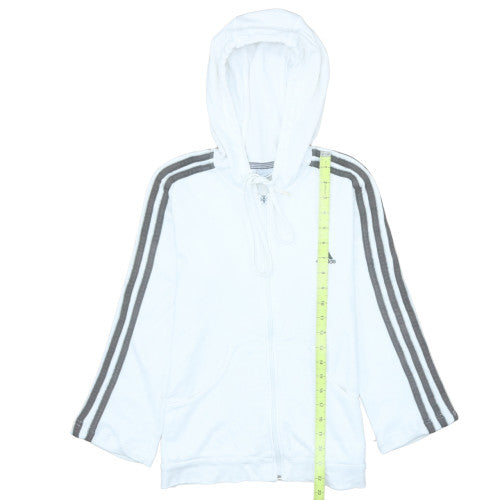 Adidas Women’s White Full Zip Hoodie Size 12 - Hooded Sweatshirt