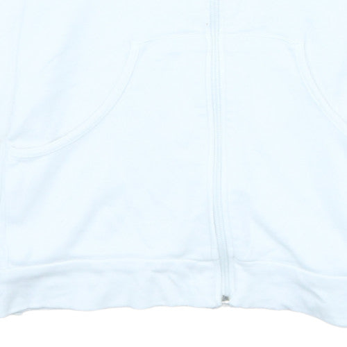 Adidas Women’s White Full Zip Hoodie Size 12 - Hooded Sweatshirt