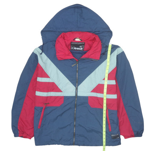 Outdoor Olympias Men's Blue Red 90s Windbreaker Hooded Jacket L