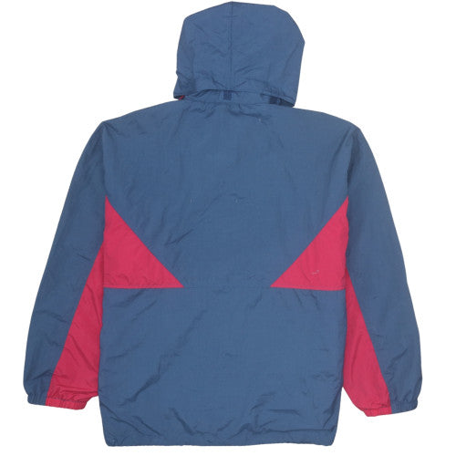 Outdoor Olympias Men's Blue Red 90s Windbreaker Hooded Jacket L