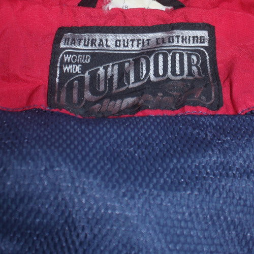 Outdoor Olympias Men's Blue Red 90s Windbreaker Hooded Jacket L