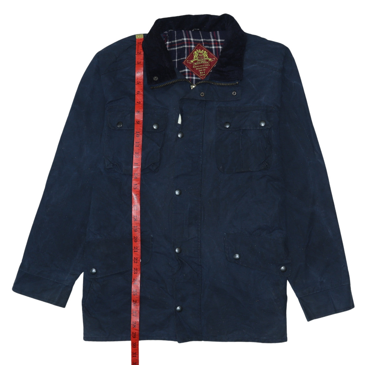 Original Royal Spencer Men's Blue Waxed Cotton Jacket L Outdoor Country Style