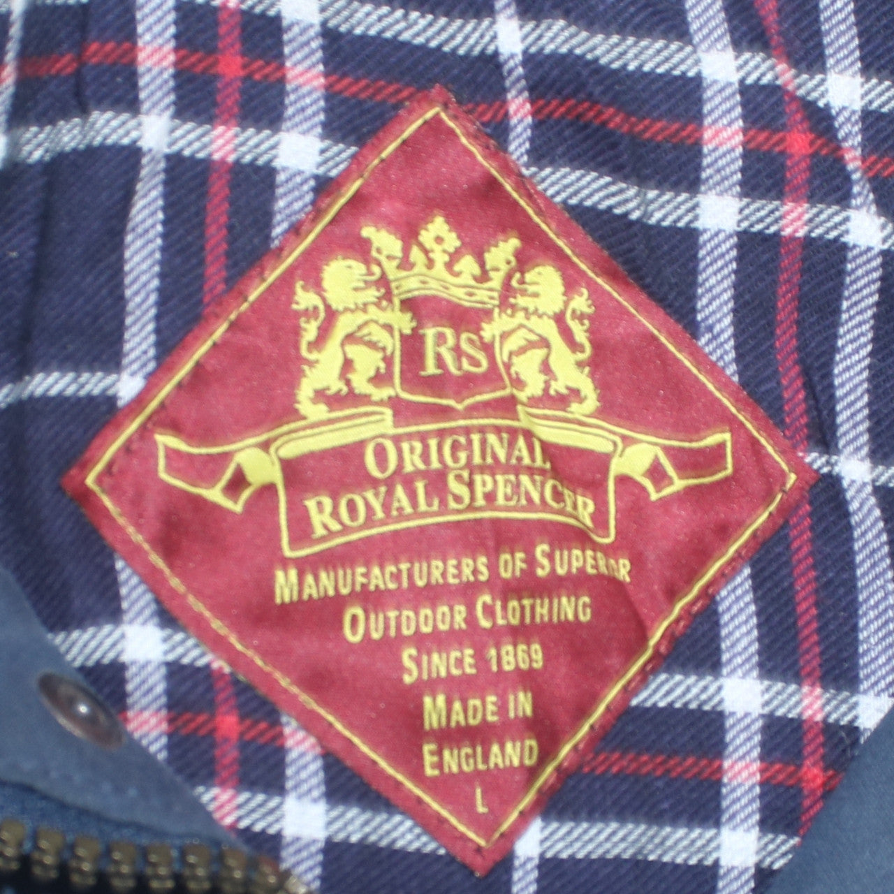 Original Royal Spencer Men's Blue Waxed Cotton Jacket L Outdoor Country Style