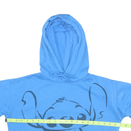 Disney Women Blue Stitch Pullover Hoodie XS Cotton Blend