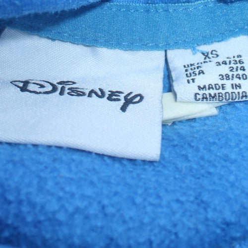 Disney Women Blue Stitch Pullover Hoodie XS Cotton Blend
