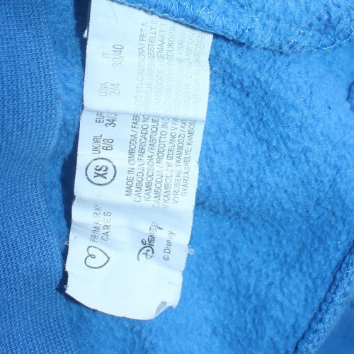 Disney Women Blue Stitch Pullover Hoodie XS Cotton Blend