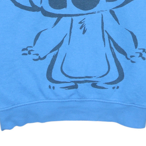 Disney Women Blue Stitch Pullover Hoodie XS Cotton Blend