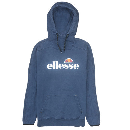 Ellesse Mens Blue Pullover Hoodie Small Logo Fleece Sweatshirt