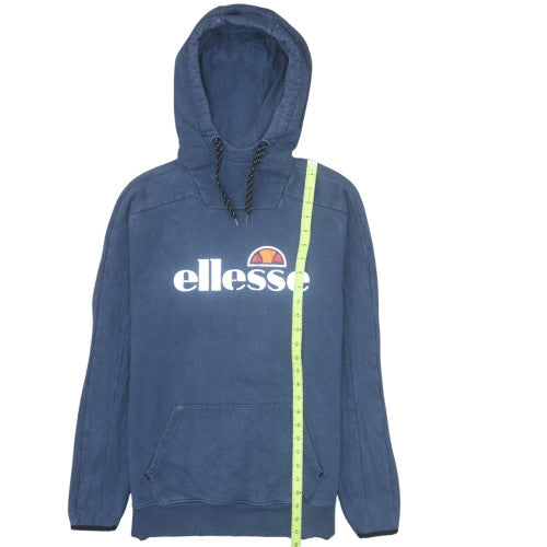 Ellesse Mens Blue Pullover Hoodie Small Logo Fleece Sweatshirt