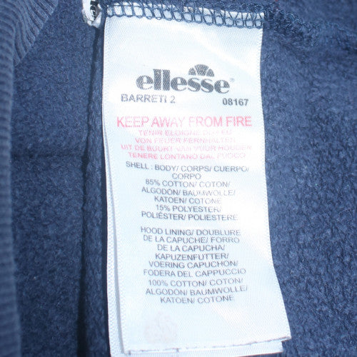 Ellesse Mens Blue Pullover Hoodie Small Logo Fleece Sweatshirt