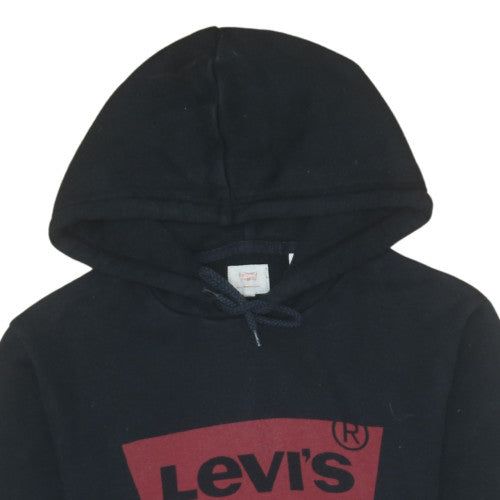 Levi's Men's Black Pullover Hoodie Small Logo Fleece Sweatshirt