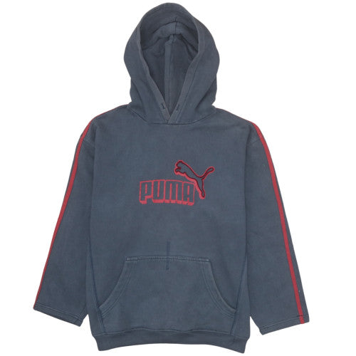 Puma Mens Blue Medium Pullover Hoodie with Red Logo Detail