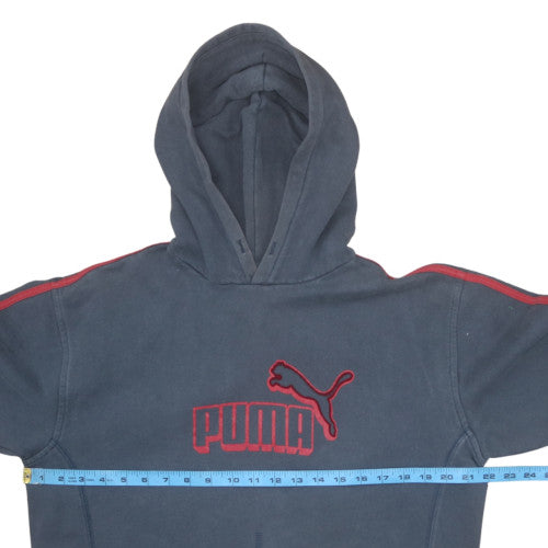 Puma Mens Blue Medium Pullover Hoodie with Red Logo Detail