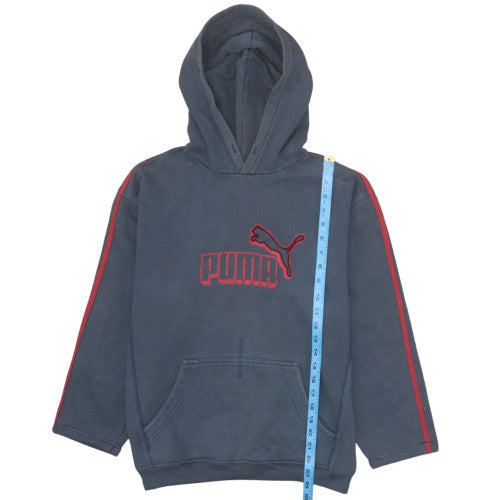 Puma Mens Blue Medium Pullover Hoodie with Red Logo Detail