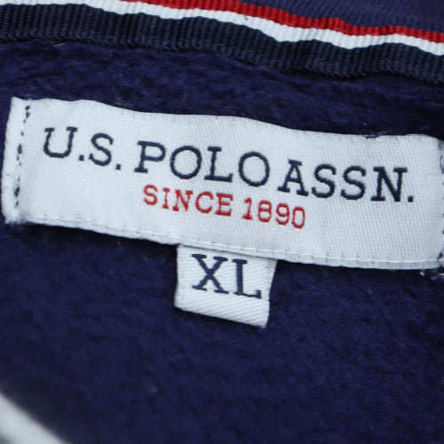 U.S. Polo Assn. Men Blue XL Full Zip Hoodie Fleece Logo Sportswear
