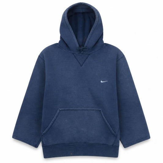 Front view of Nike Men's Blue Pullover Hoodie M Regular Fit Fleece Sweatshirt