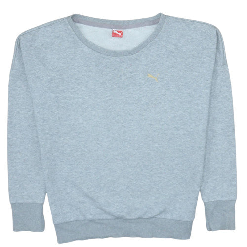 Puma Women Grey Crew Neck Pullover Sweatshirt UK 12 Cotton Blend