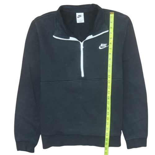 Nike Women’s Black 1/2 Zip Sweatshirt M Cotton Blend Sportswear