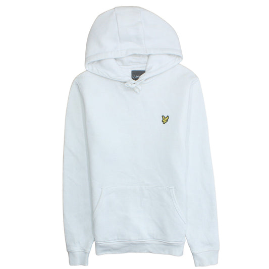 Lyle & Scott Men's White Pullover Hoodie Size M Logo Fleece Sweatshirt