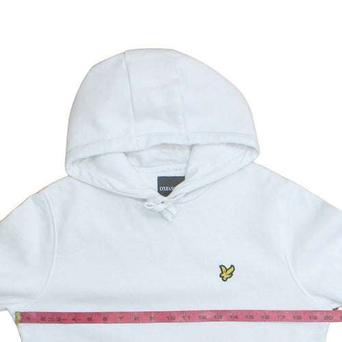 Lyle & Scott Men's White Pullover Hoodie Size M Logo Fleece Sweatshirt