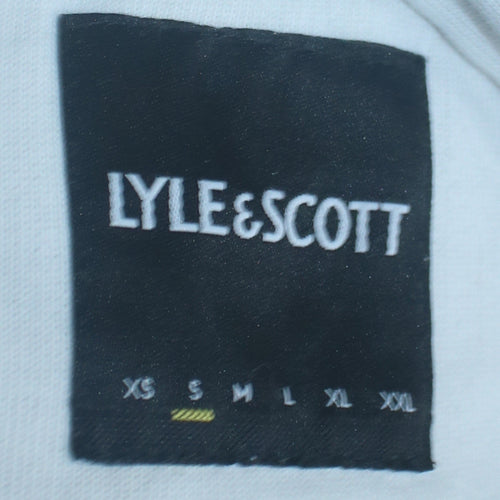 Lyle & Scott Men's White Pullover Hoodie Size M Logo Fleece Sweatshirt