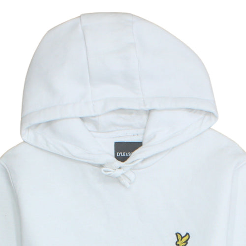 Lyle & Scott Men's White Pullover Hoodie Size M Logo Fleece Sweatshirt